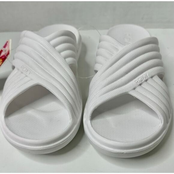 ROXY RIVIE WOMENS SANDALS SLIDES WHITE SIZE 8 NEW - Picture 2 of 7